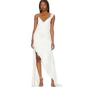 NWT For Love & Lemons James Asymmetrical White Gown Dress $468 MSRP